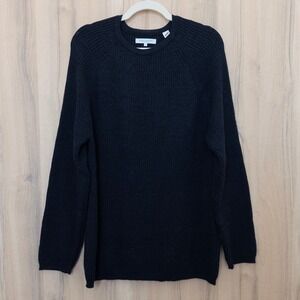 Alex Cannon Mens Merino Wool Sweater Sz L Ribbed Minimalist Quiet Luxury Classic